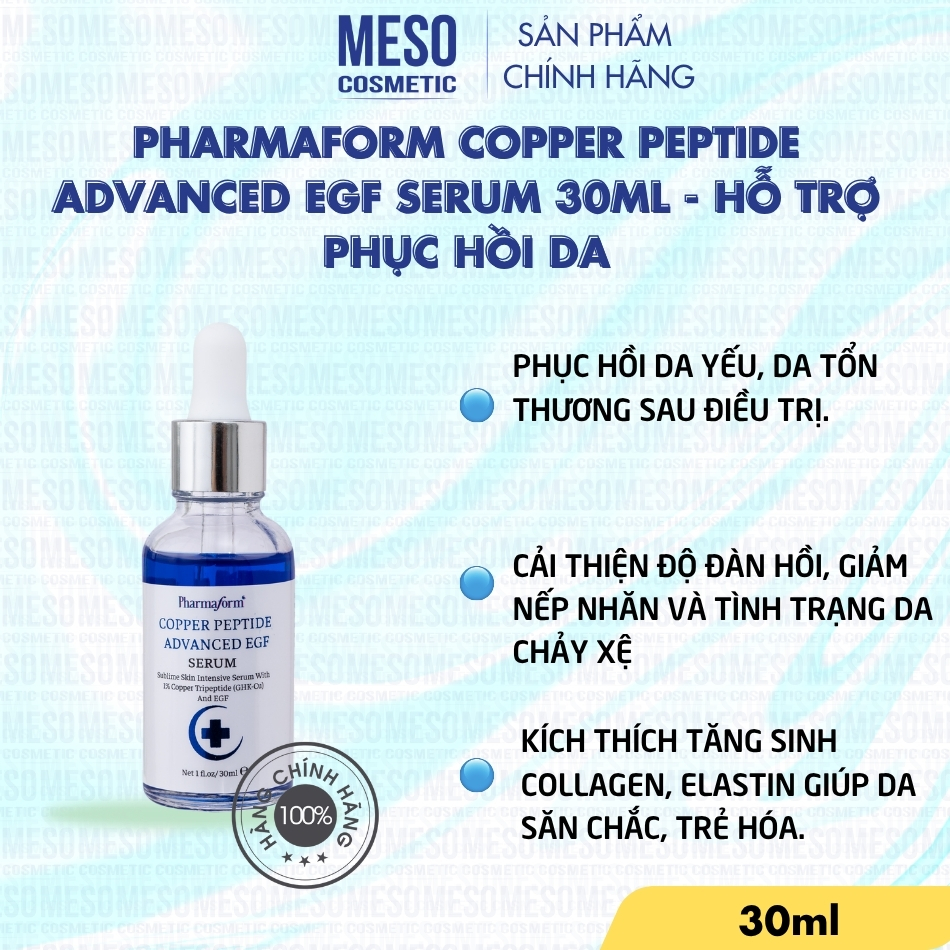 Pharmaform Copper Peptide Advanced EGF Serum 30ml - Hỗ Trợ Phục Hồi Da